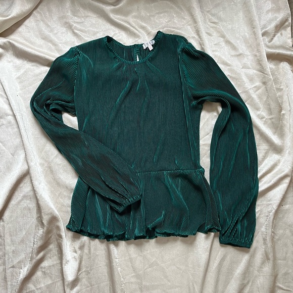 TCEC Green Ribbed Peplum Blouse - Picture 1 of 8